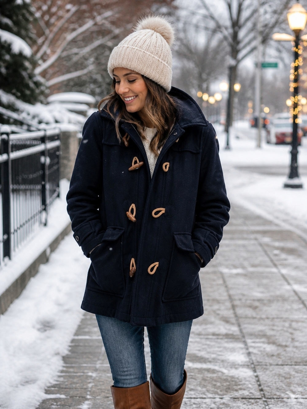 Liz Claiborne Navy Toggle Pea Coat with Contrast Toggles